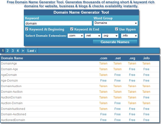 Website naam generator