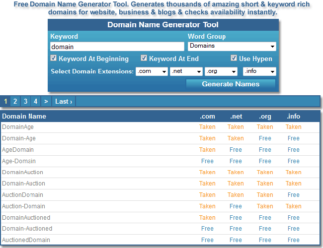 domain name generator tool