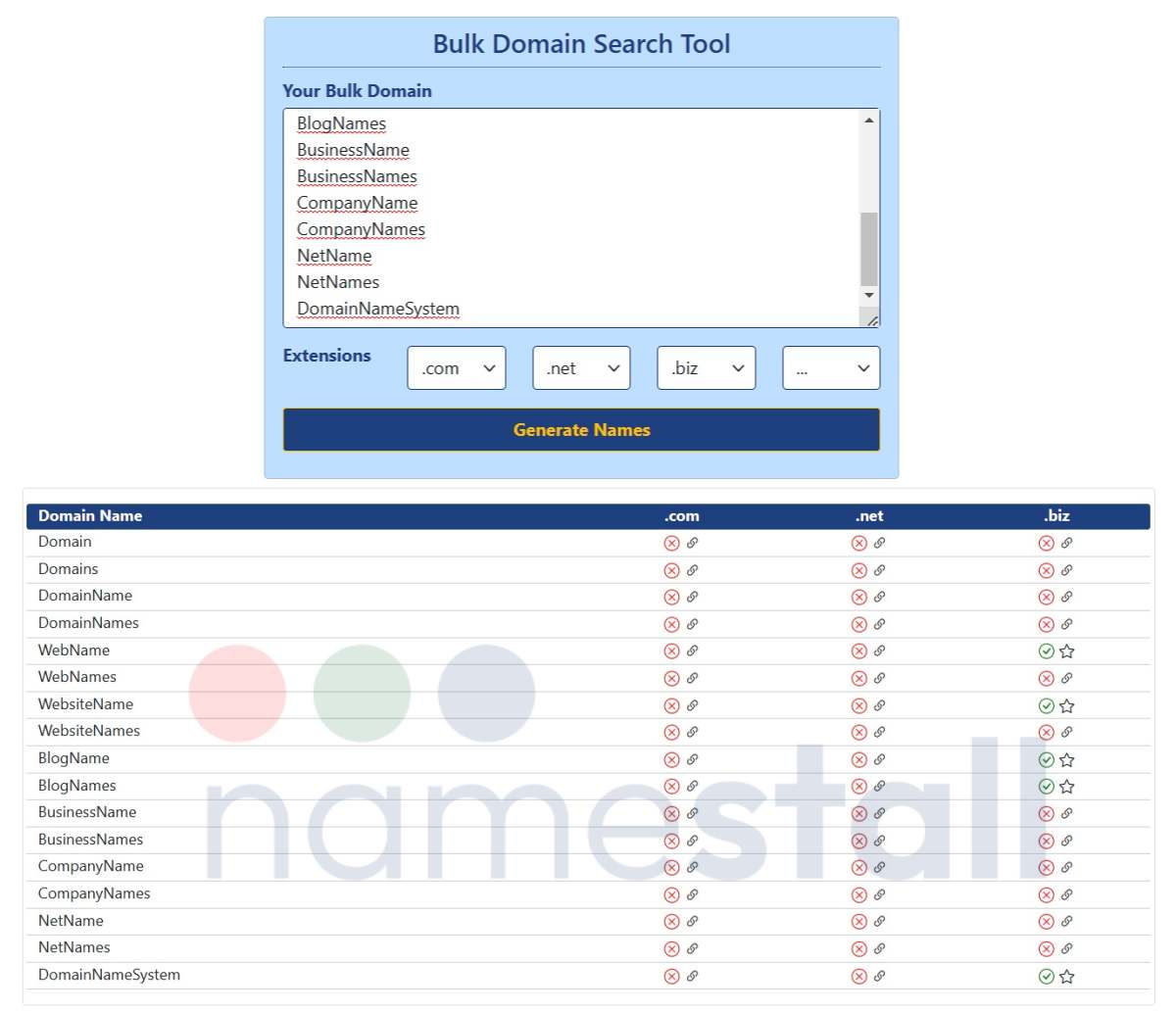 Bulk Domain Search