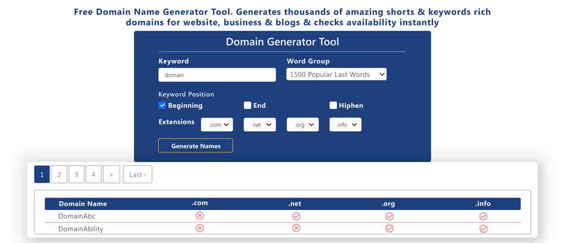 domain name generator tool