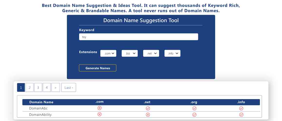 domain name suggestions tool