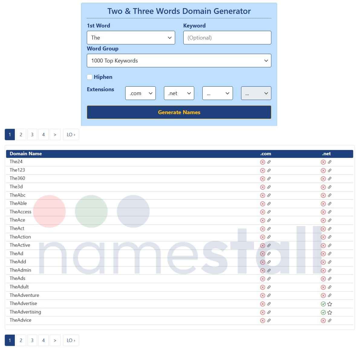 Three Words Domain Generator Example The