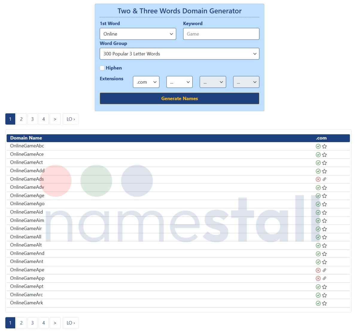 Three Words Domain Generator